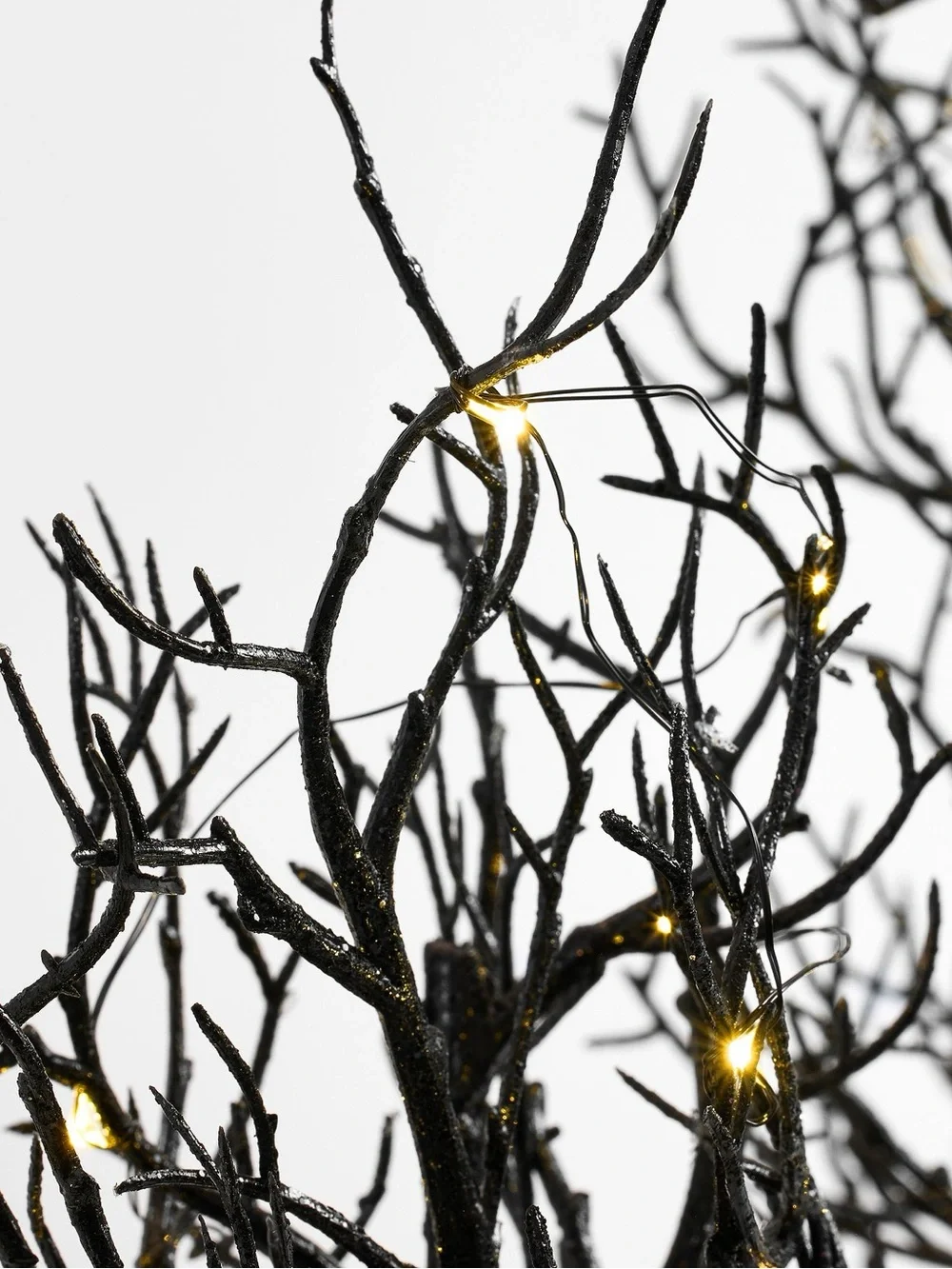 New Pottery Barn Halloween Lit Skeleton Forest Centerpiece Decor, Black Glitter